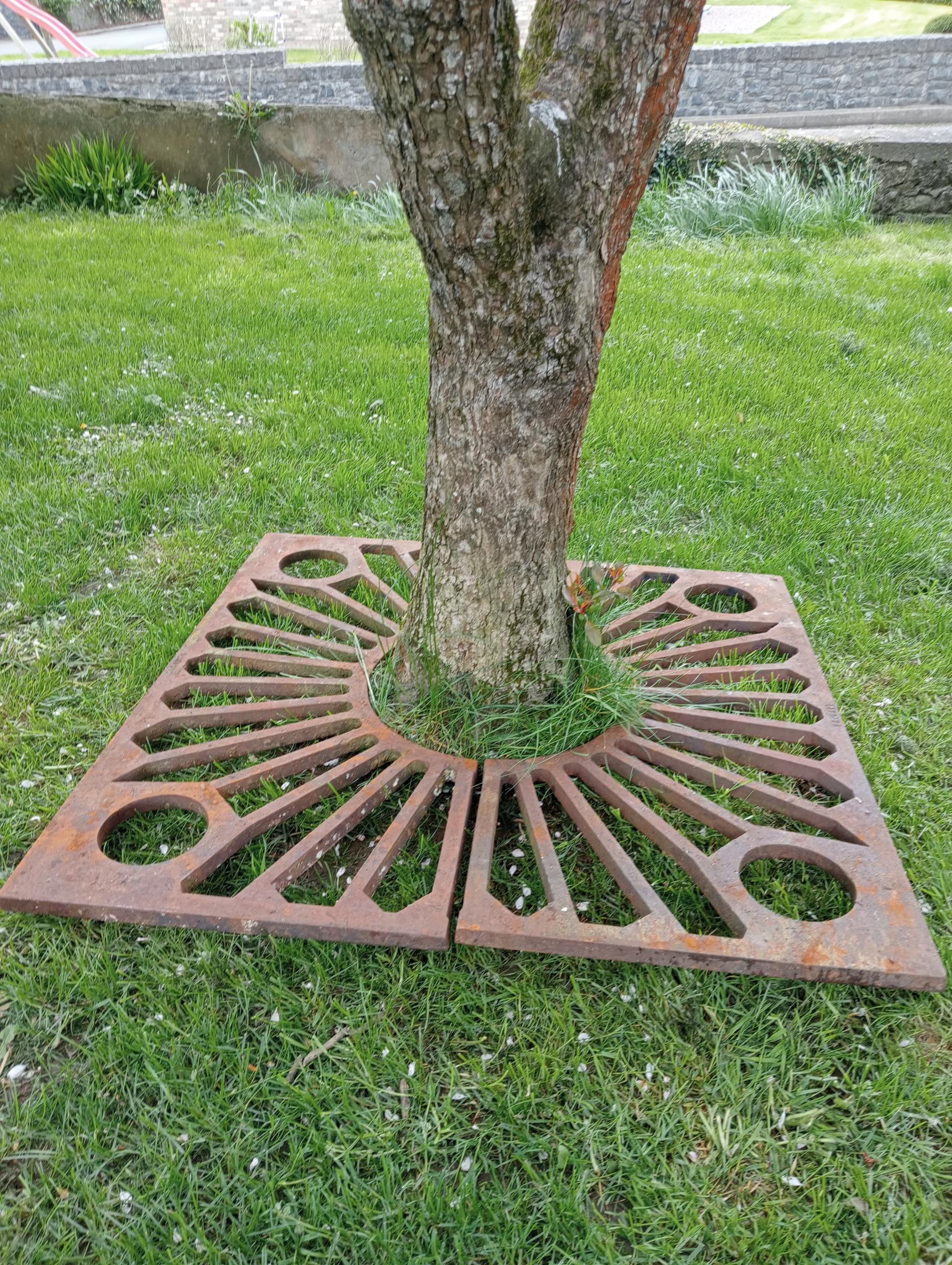 Large cast iron tree surround {120 x 120 inside Dia 45cm }. - Image 2 of 2