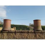 Pair of round terracotta chimney pots {H 38cm x Dia 30cm }. (NOT AVAILABLE TO VIEW IN PERSON)