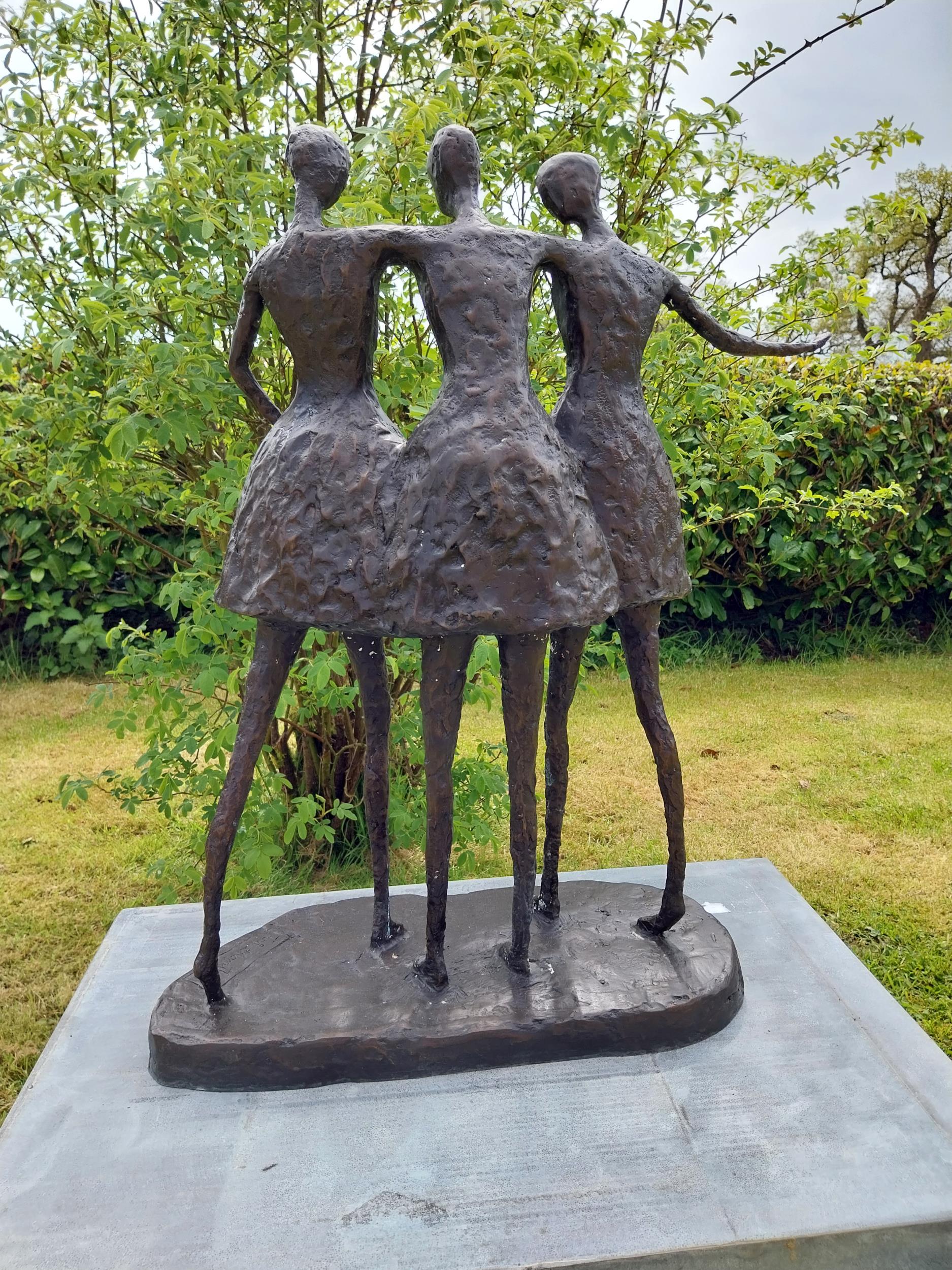 Exceptional quality contemporary bronze sculpture of three embracing Ladies {70 cm H x 62 cm W x - Image 9 of 9