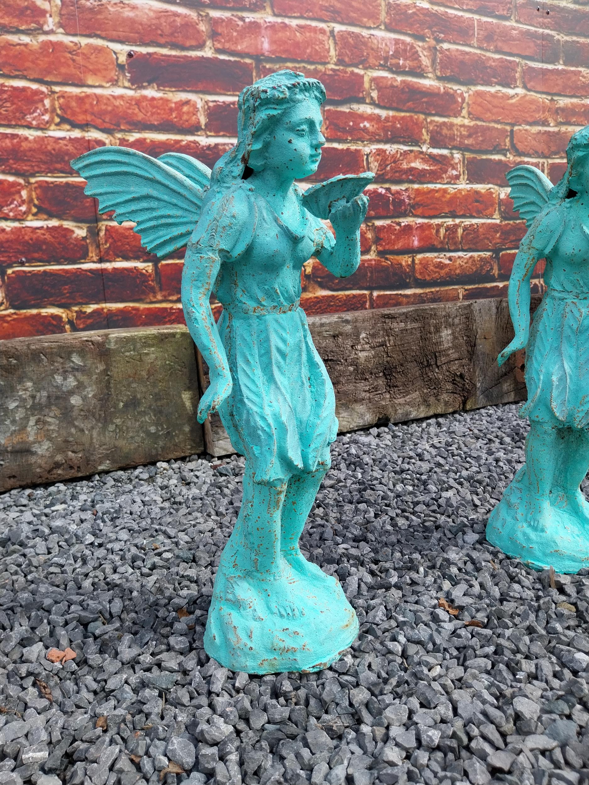 Pair of cast iron figures of Fairies {47 cm x 18 cm W x 31 cm D}. - Bild 2 aus 5