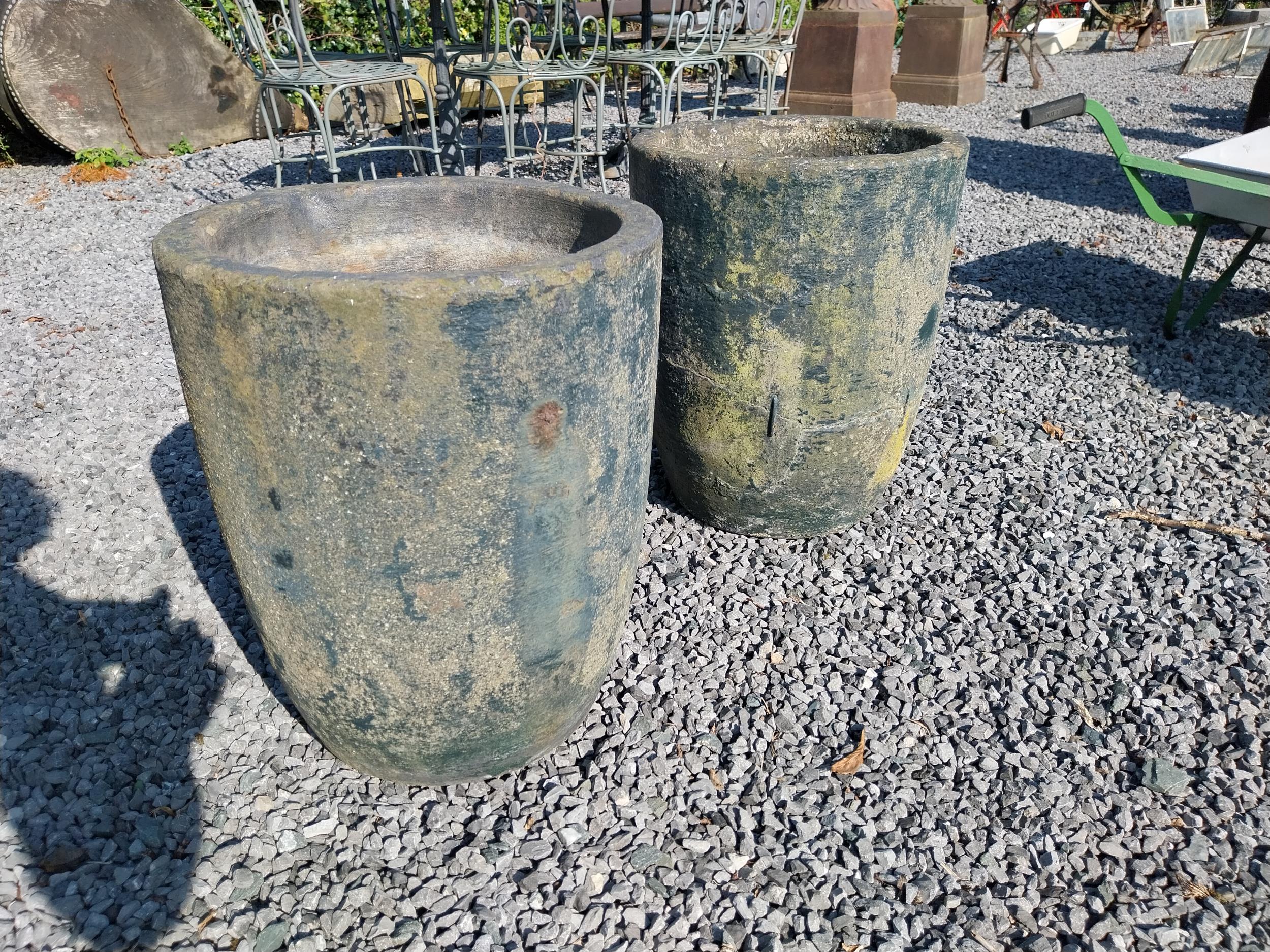 Pair of early 20th C. smelting pots {50 cm H x 40 cm W x 44 cm D}. - Bild 3 aus 4