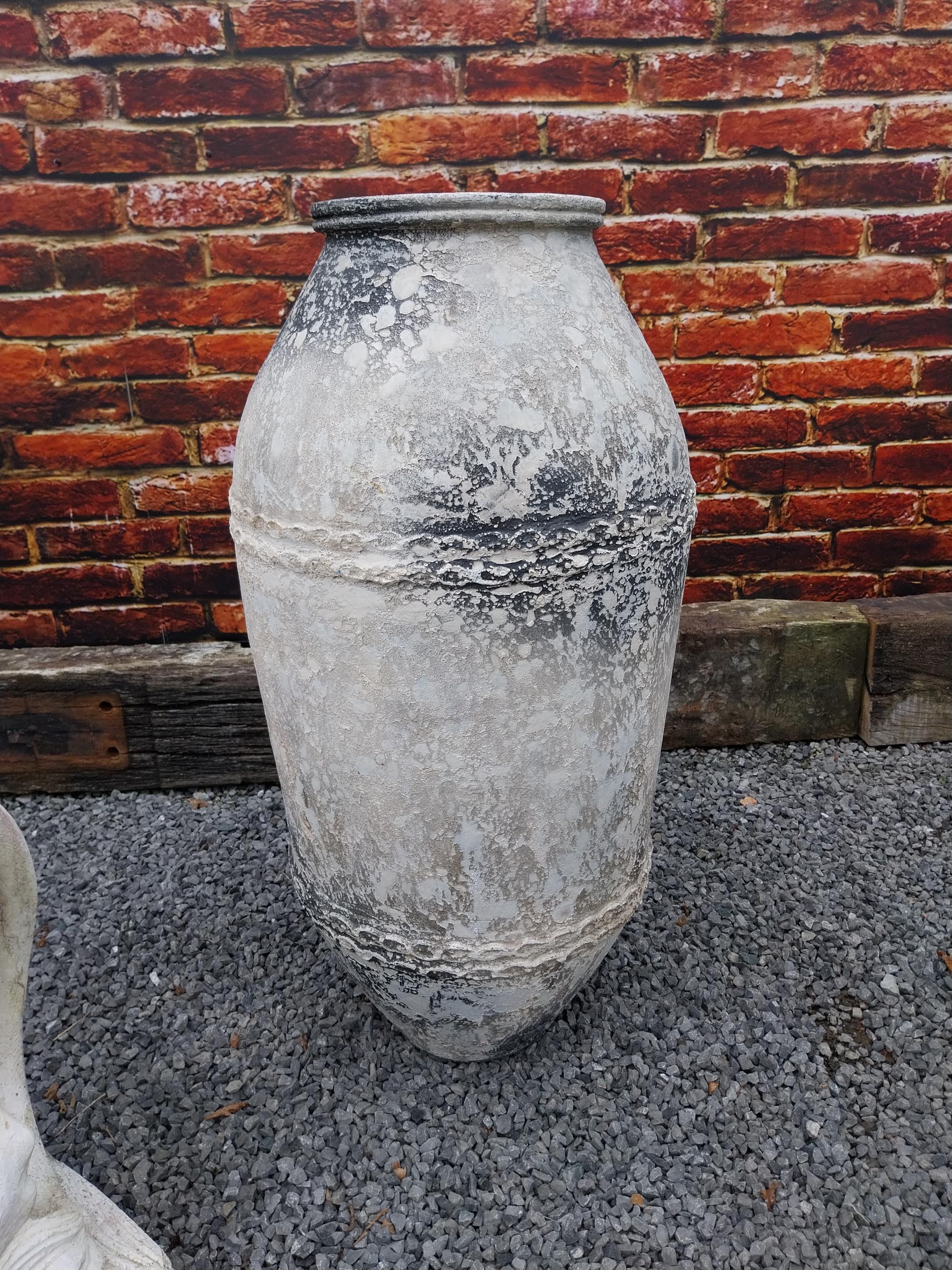 Atlantis glazed terracotta urn {107 cm H x 49 cm Dia.}.