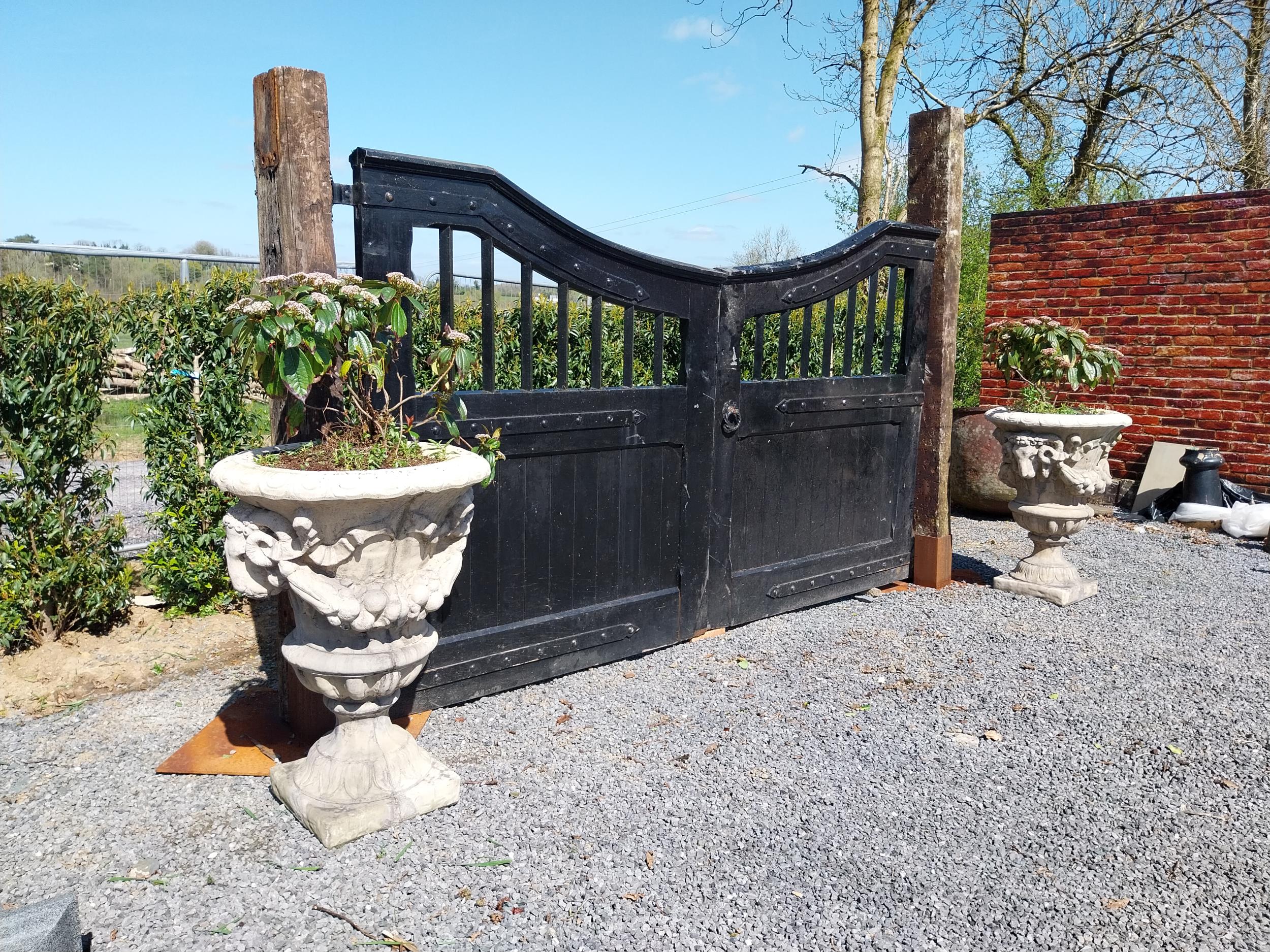 Set of Edwardian painted teak entrance gates - posts not included, gates only {195 cm H x 342 cm W x - Image 4 of 7