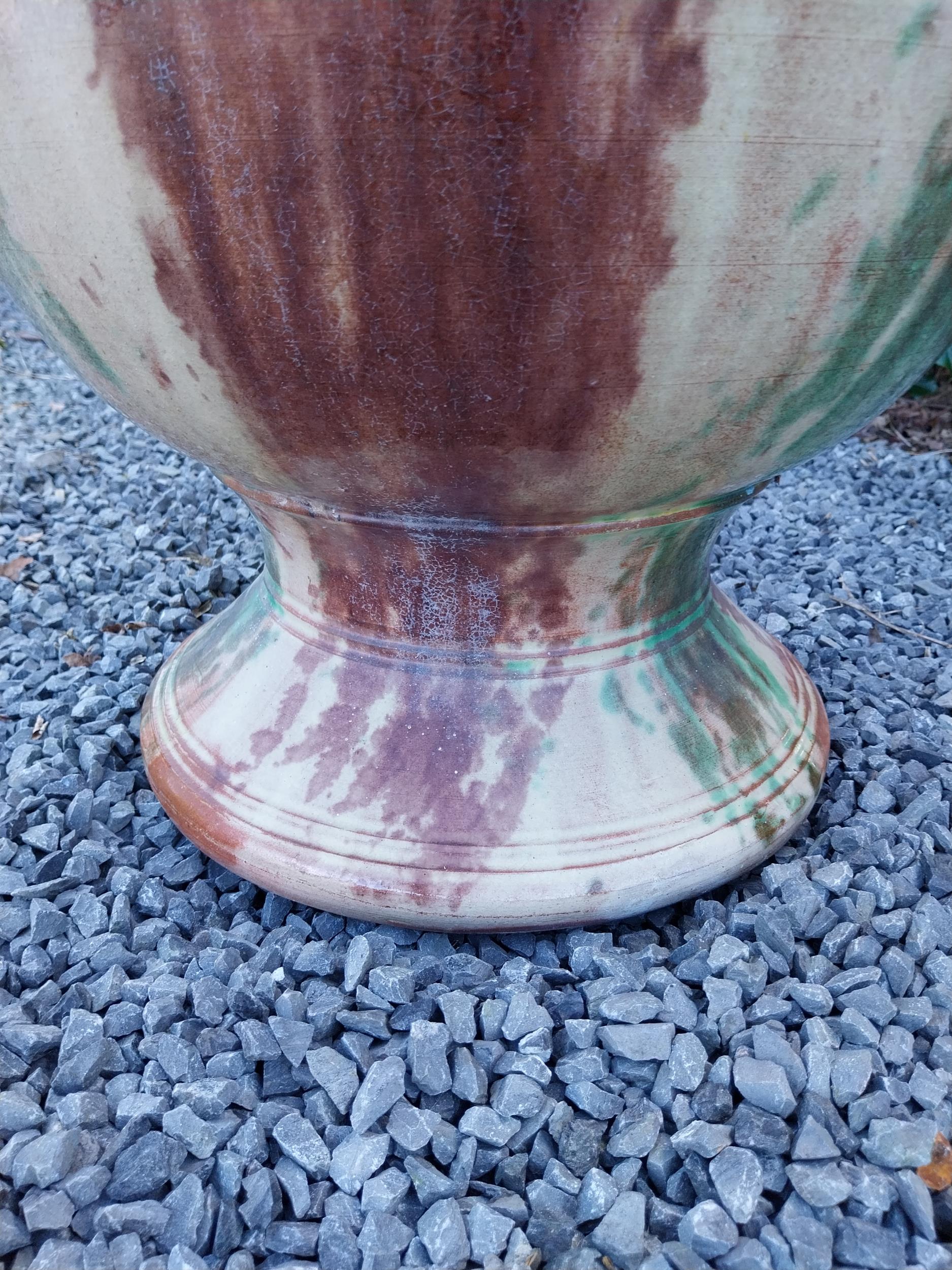 Good quality glazed terracotta Boisset Anduze urn signed (1992) {72 cm H x 56 cm Dia.}. - Image 4 of 9