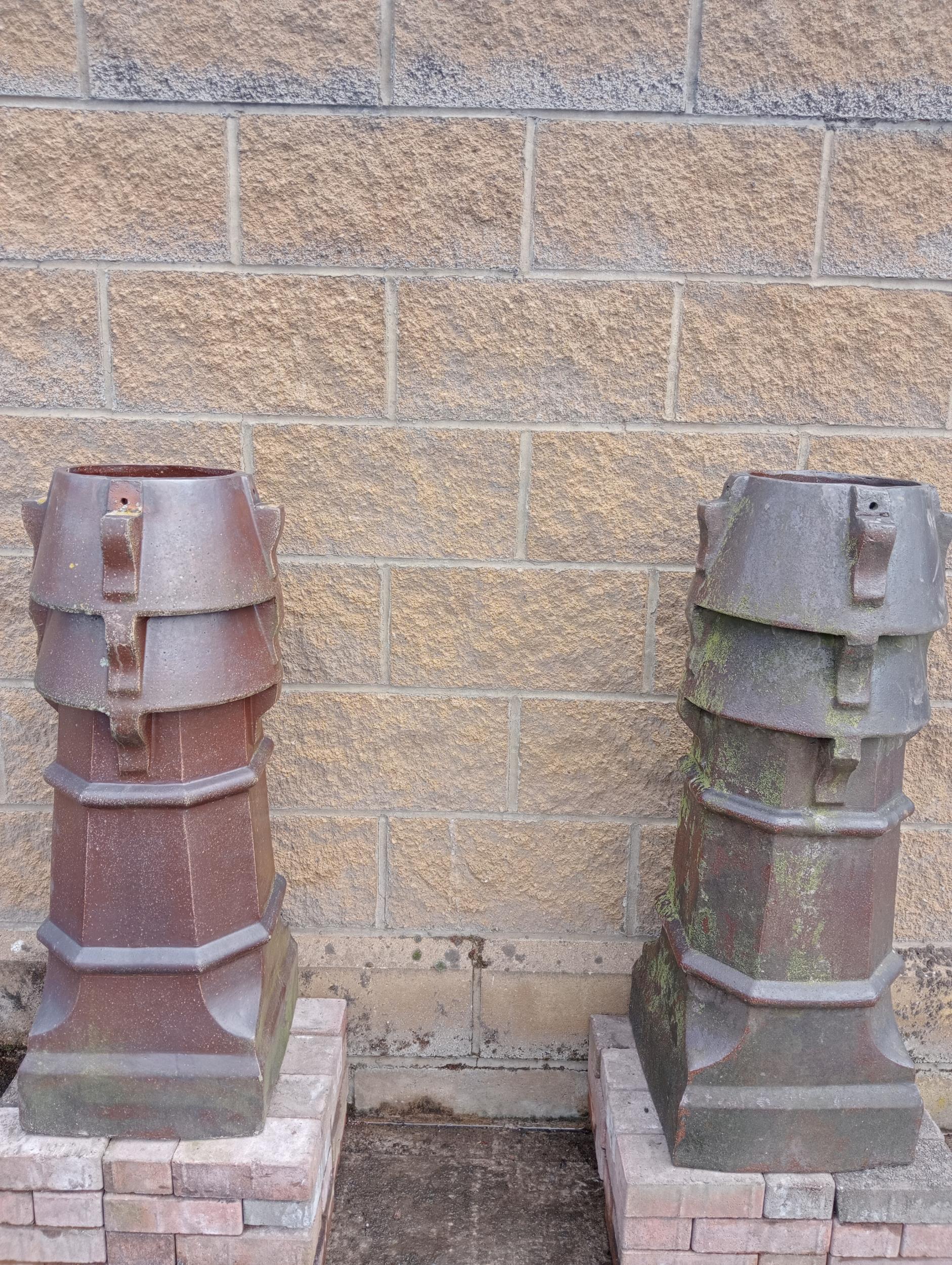 Pair of salt glazed Louvre chimney pots {H 97cm x 36 x 36}.