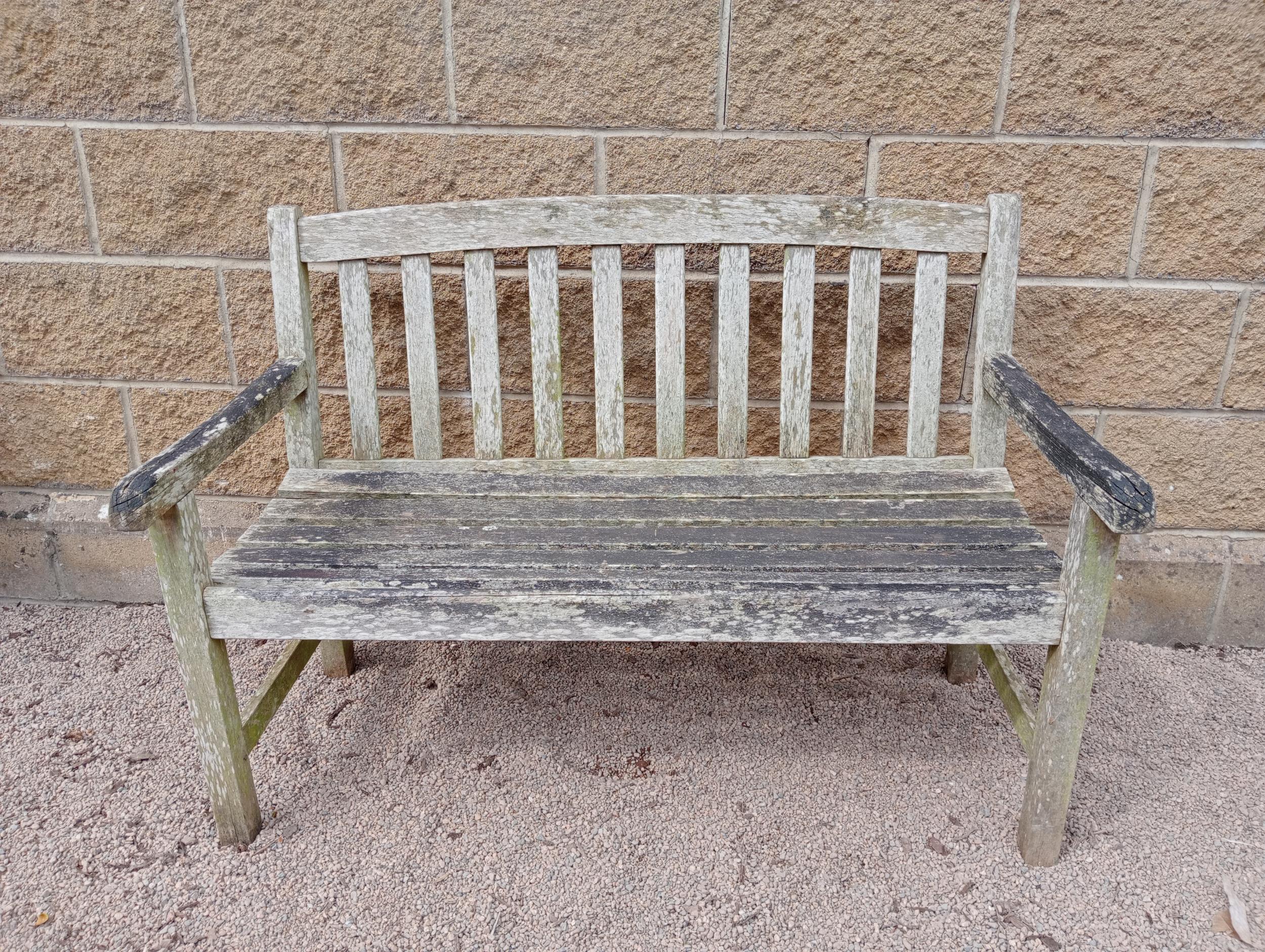Wooden garden bench {H 84cm x W 120cm x D 46cm }. (NOT AVAILABLE TO VIEW IN PERSON)