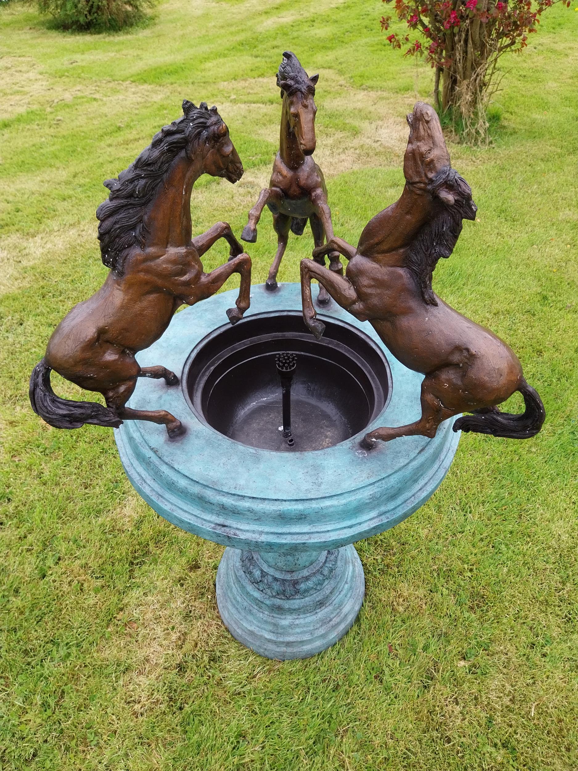 Exceptional quality water feature surmounted by prancing Horses {130 cm H x 80 cm Dia.}. - Image 3 of 6