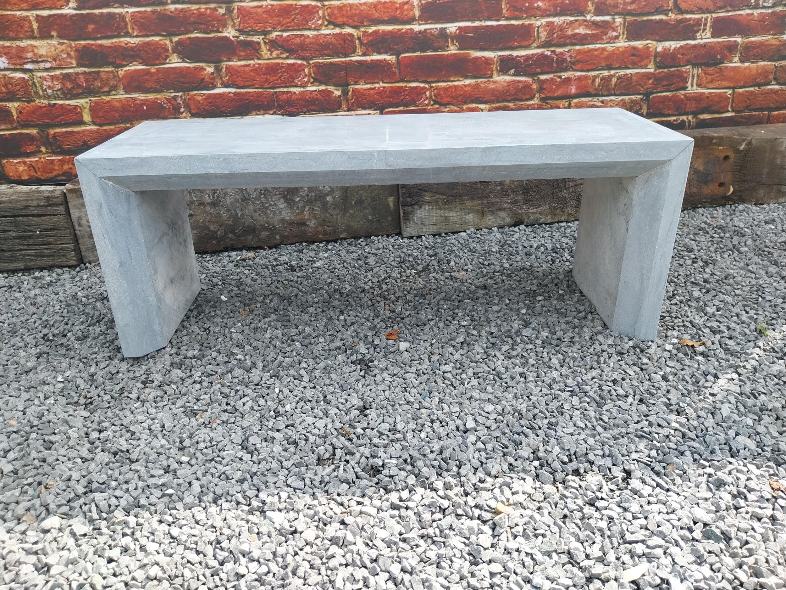 Slate garden bench {45 cm H x 120 cm W x 40 cm D}.