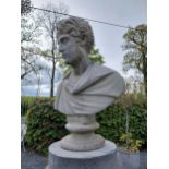 Moulded sandstone bust of Augustus {70 cm H x 50 cm W x 28 cm D}.