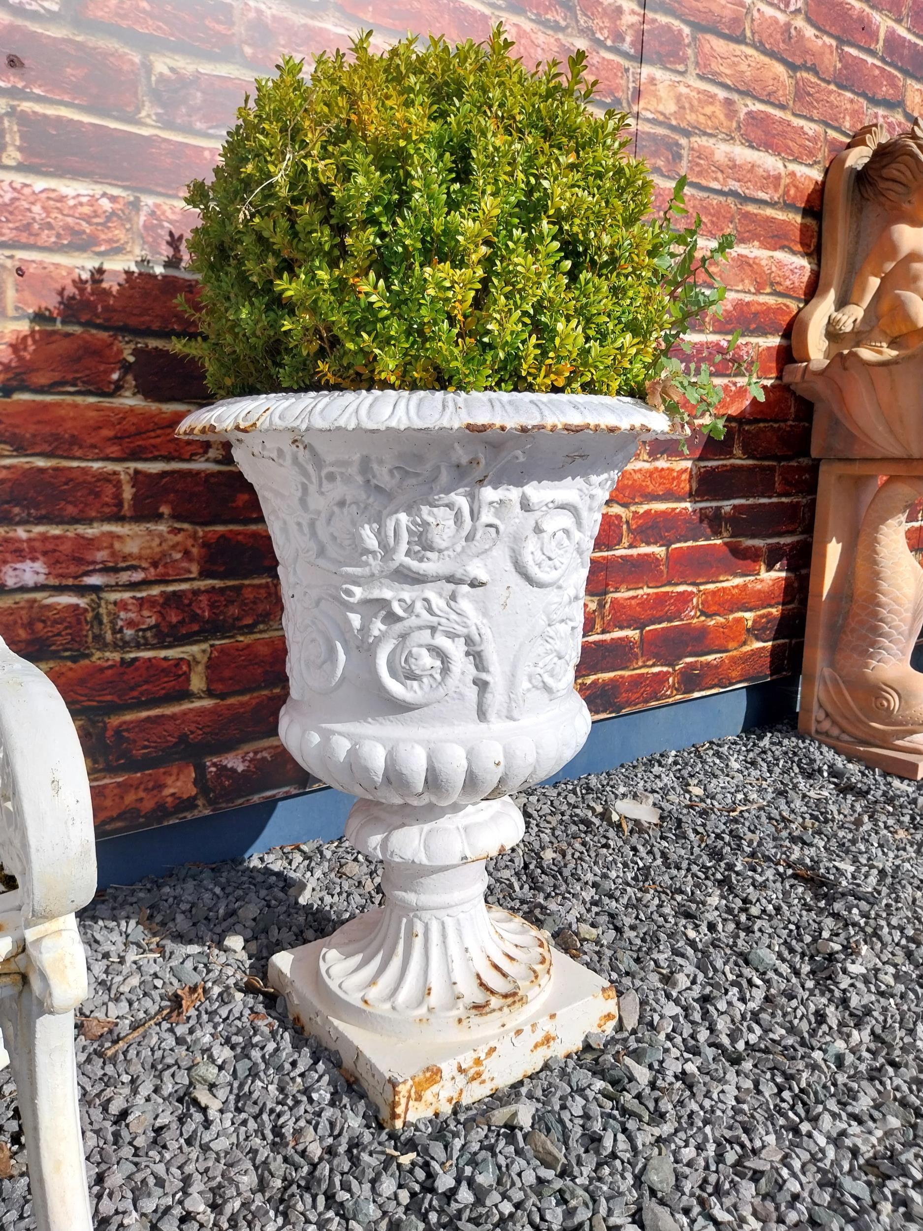 Decorative cast iron urns in the Georgian style {76 cm H x 58 cm Dia.}. - Image 5 of 10