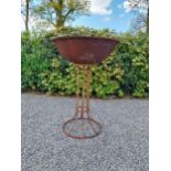 Wrought iron fire pit on stand {129 cm H x 93 cm Dia}.