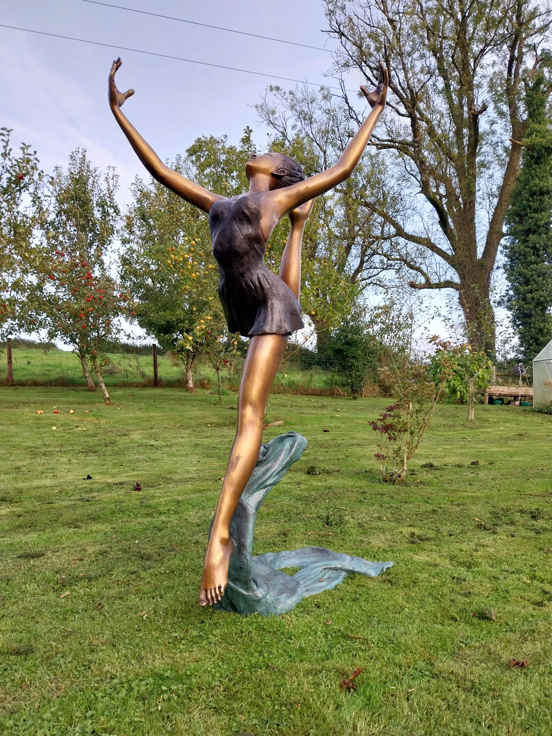 Exceptional quality bronze sculpture of a ballerina in motion {178cm H x 102cm W x 90cm D} - Image 2 of 9