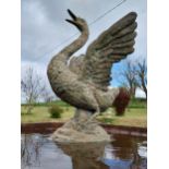 Exceptional quality bronze statue of a Swan water feature {66 cm H x 48 cm W x 38 cm D}.