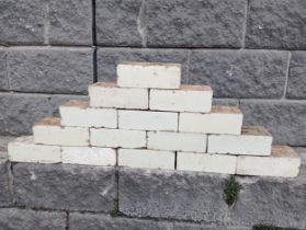 Collection of one hundred white glazed bricks {H 8cm x W 23cm x D 11cm }.