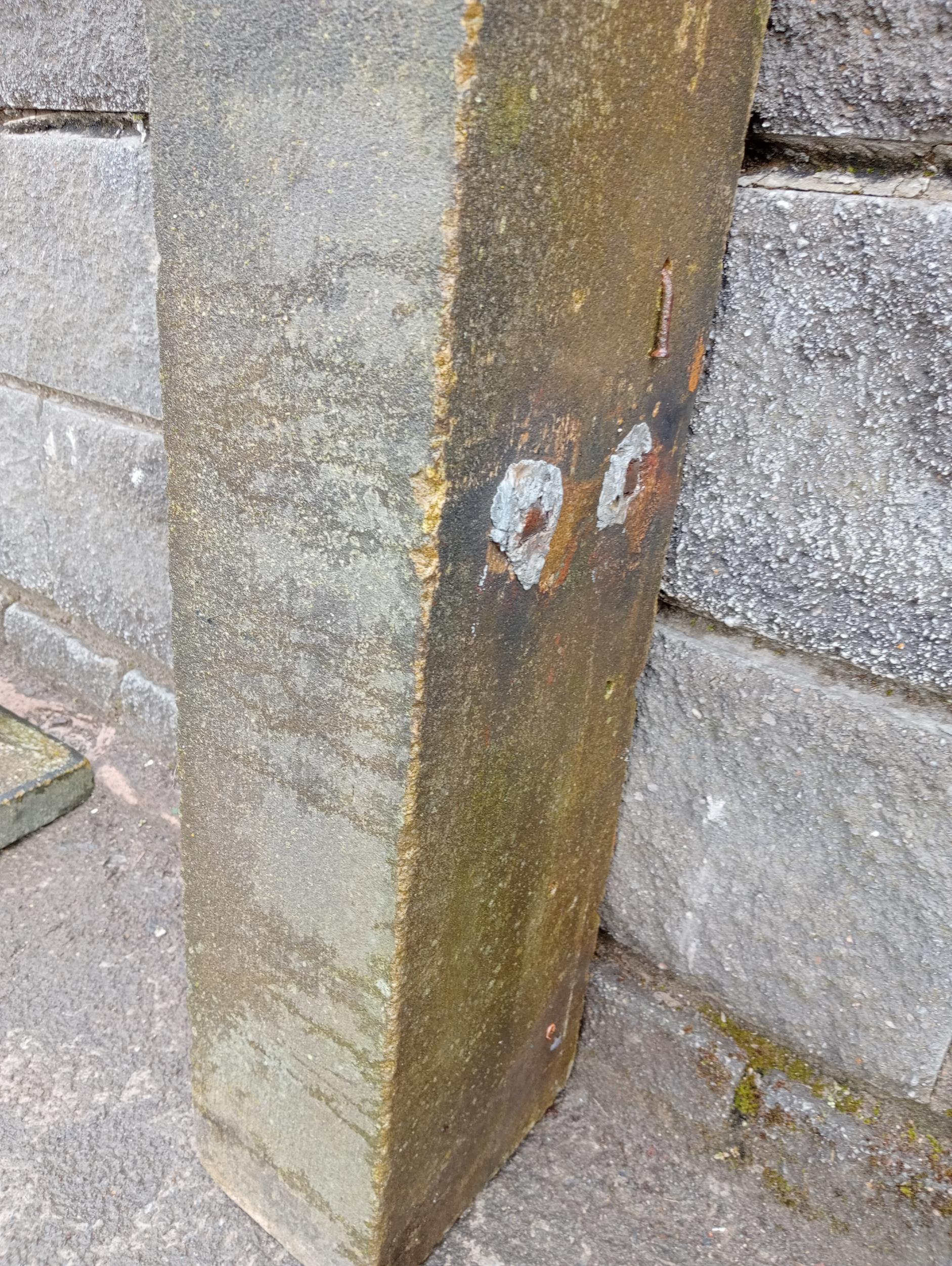 Sandstone gate post bullnose top {H 85cm x W 16cm x D 20cm }. (NOT AVAILABLE TO VIEW IN PERSON) - Image 2 of 4