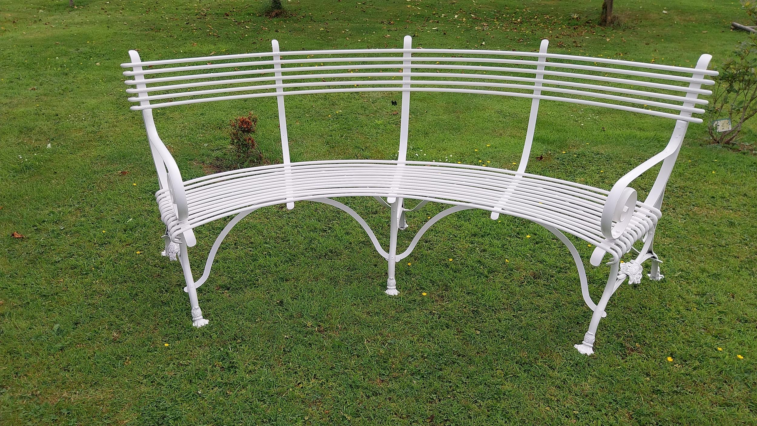 Exceptional quality hand forged wrought iron Arras style curved conversation seat {90 cm H x 200