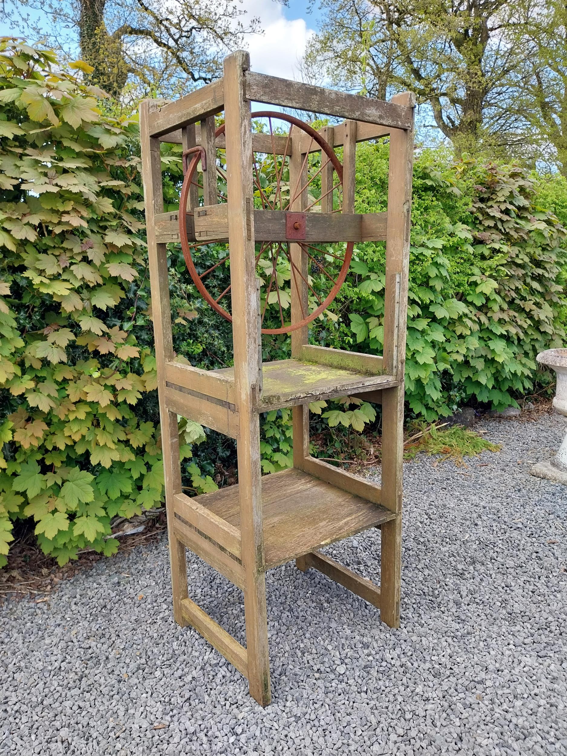 20th C. wooden and wrought iron dumbwaiter {157 cm H x 54 cm W x 50 cm D}. - Image 2 of 5