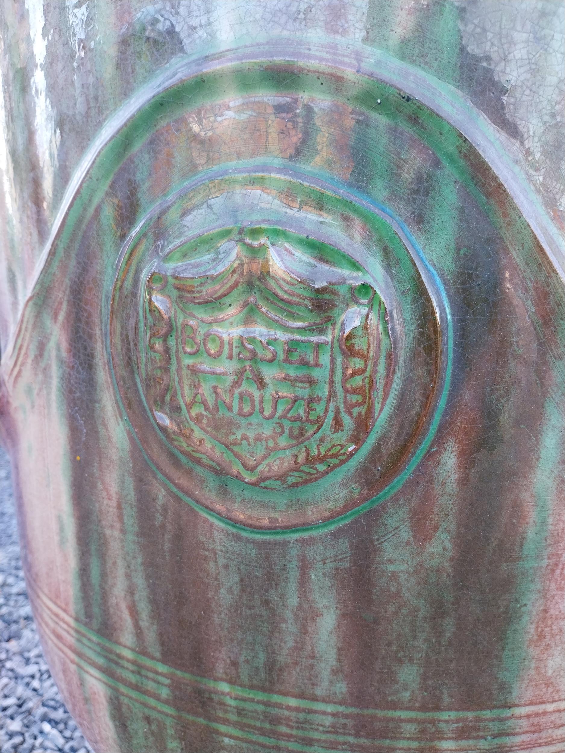 Good quality glazed terracotta Boisset Anduze urn signed (1992) {72 cm H x 56 cm Dia.}. - Image 4 of 9