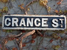 Cast iron Street sign Crance St {H 18cm x W 71cm }. (NOT AVAILABLE TO VIEW IN PERSON)