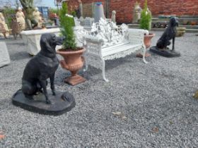 Pair of good quality French cast iron statues of dogs mounted on plinths {90 cm H x 43 cm W x 82