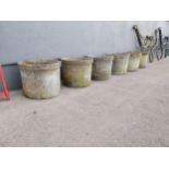 Set of six composition planters {26 cm H x 32 cm Dia.}.