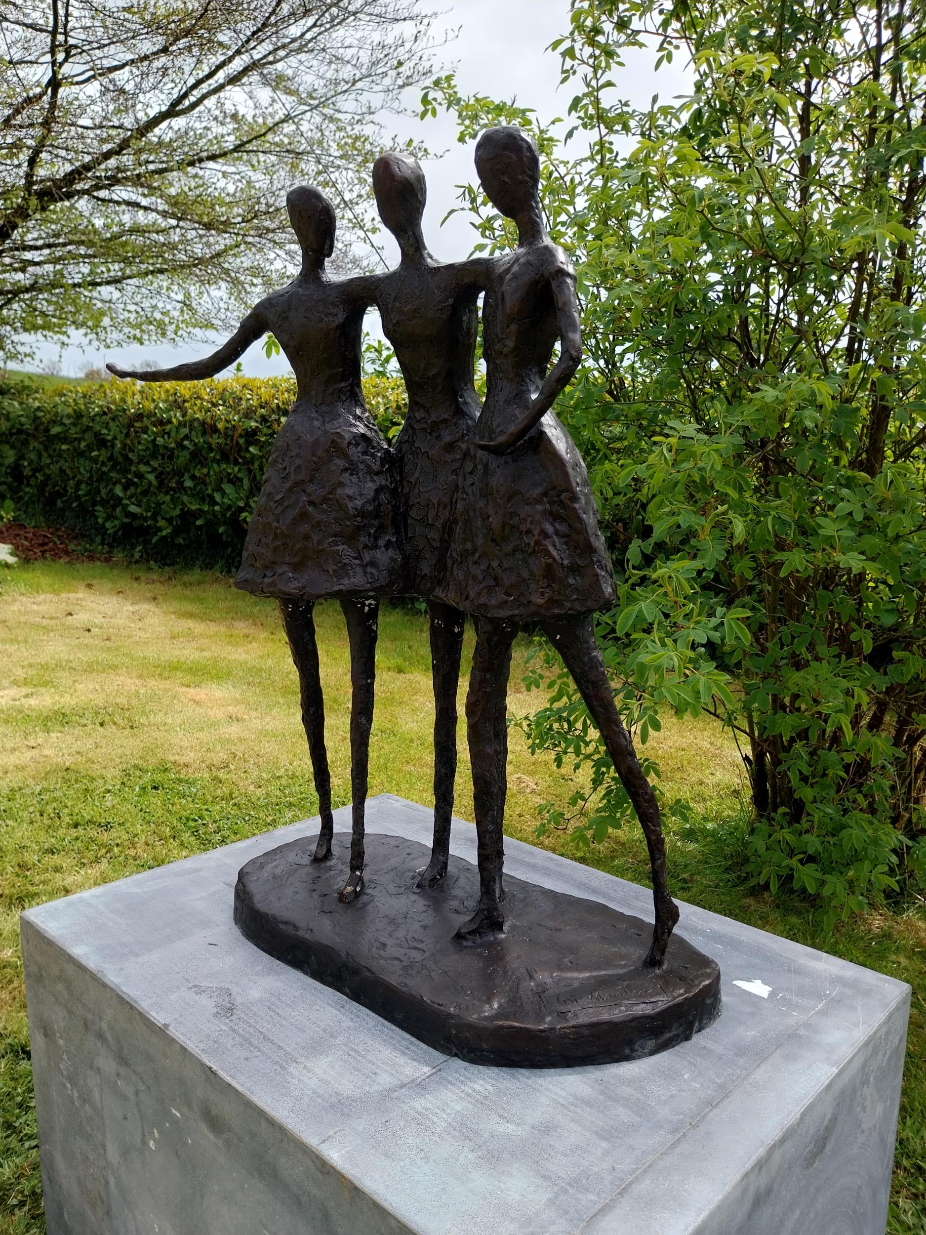 Exceptional quality contemporary bronze sculpture of three embracing Ladies {70 cm H x 62 cm W x - Image 8 of 9