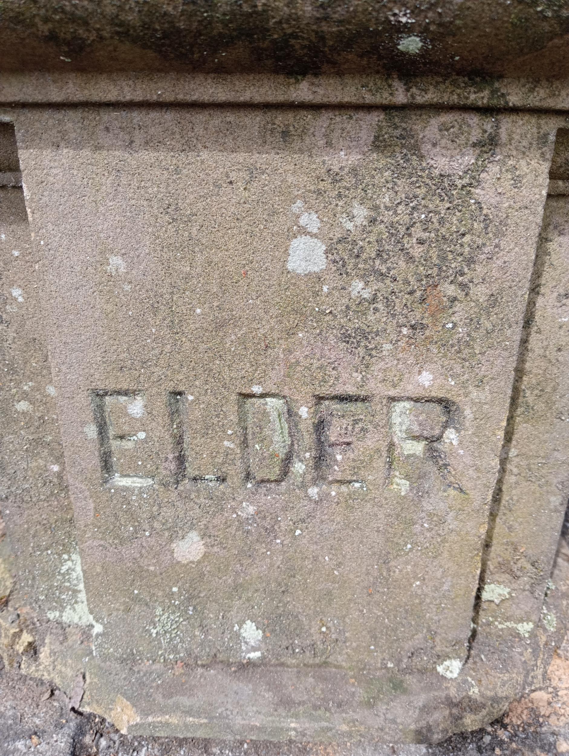 Pair of large stone pier caps inscribed Mount Elder {H 60cm x W 45cm x D 45cm }. (NOT AVAILABLE TO - Image 4 of 5