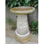 Composition stone bird bath {H 60cm x Dia 36 cm }. (NOT AVAILABLE TO VIEW IN PERSON)