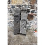 Pair of 19th C carved stone gate posts {H 114cm x W 24cm x D 24cm }. (NOT AVAILABLE TO VIEW IN