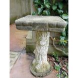 Composition stone tree trunk square bird bath {H 68cm x W37cm x D 37cm }. (NOT AVAILABLE TO VIEW