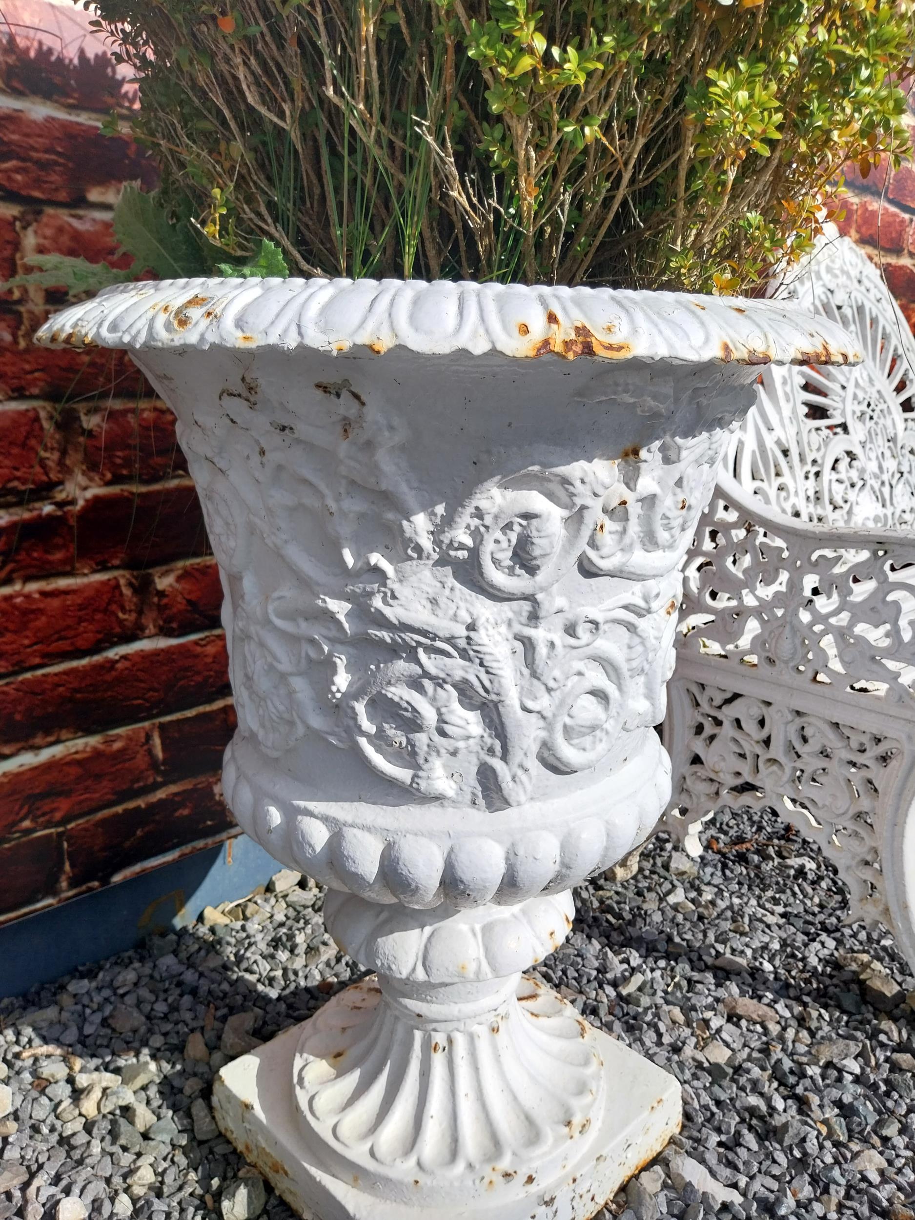 Decorative cast iron urns in the Georgian style {76 cm H x 58 cm Dia.}. - Image 9 of 10