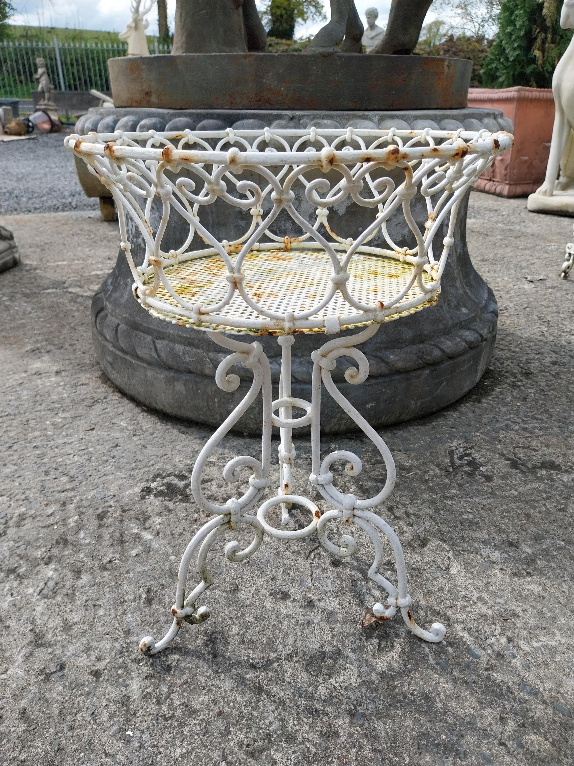 Wrought iron wired plant stand {55 cm H x 39 cm Dia.}.