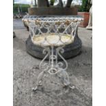 Wrought iron wired plant stand {55 cm H x 39 cm Dia.}.