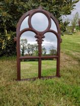 Cast iron garden mirror {73 cm H x 50 cm W}.