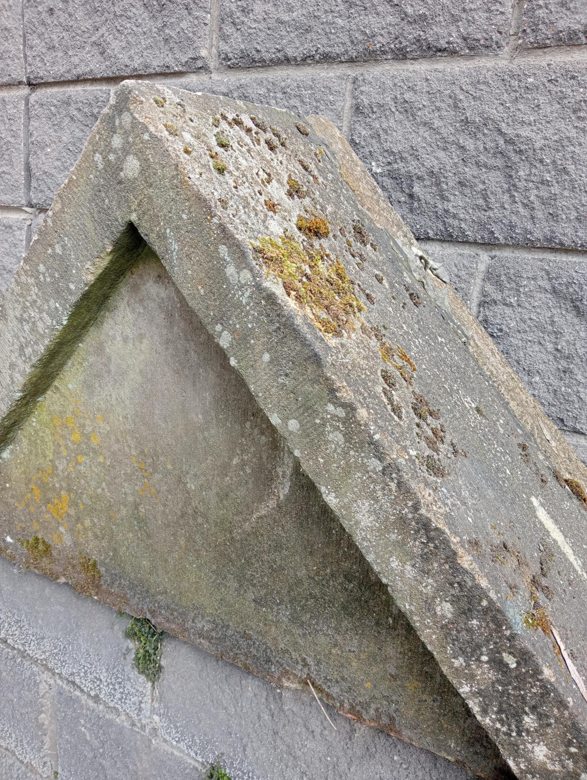 Pair of triangle stone finials {H 60cm x W 103cm x D 38cm }. (NOT AVAILABLE TO VIEW IN PERSON) - Image 4 of 4