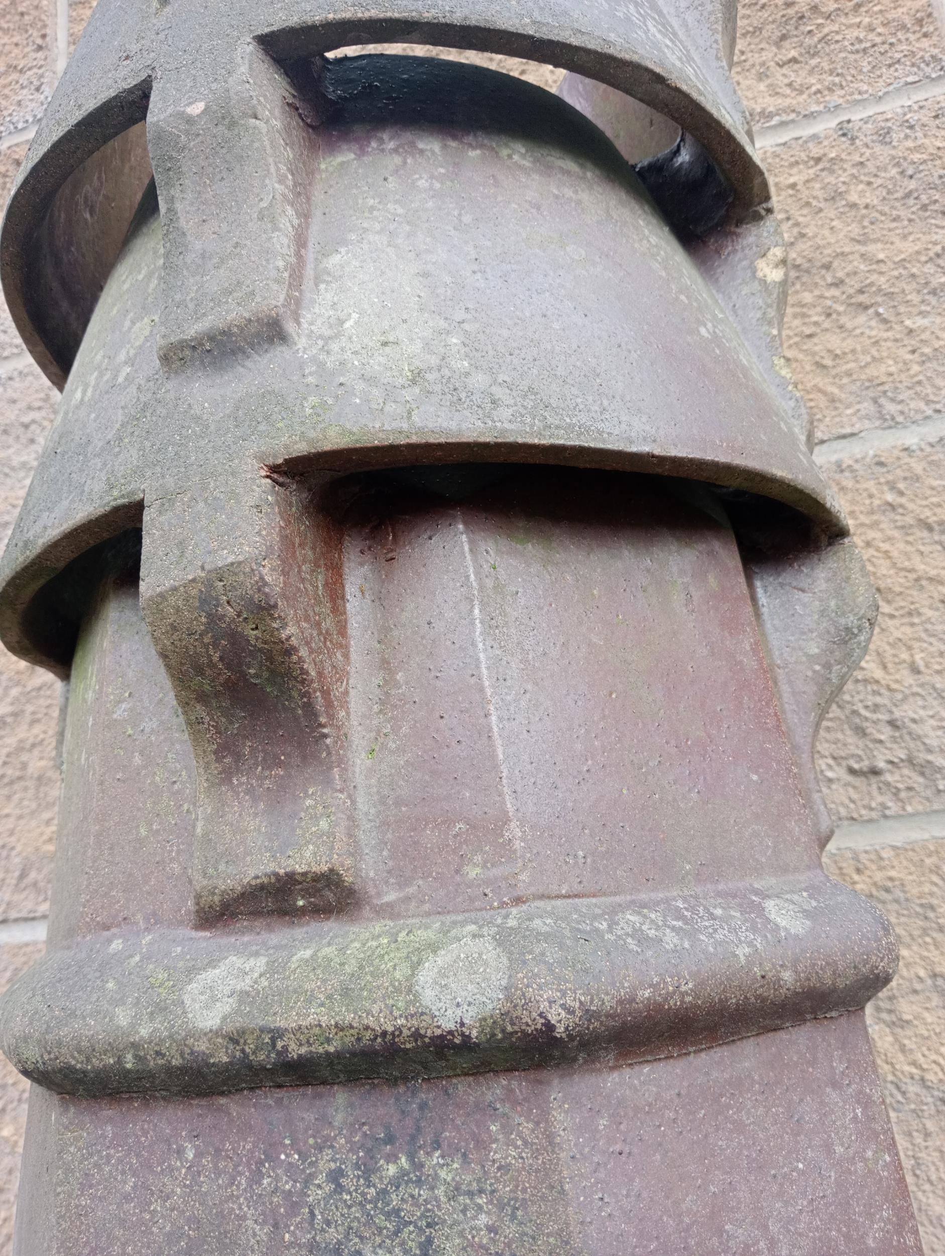 Pair of salt glazed Louvre chimney pots {H 96cm x 36 x 36 }. - Image 3 of 3