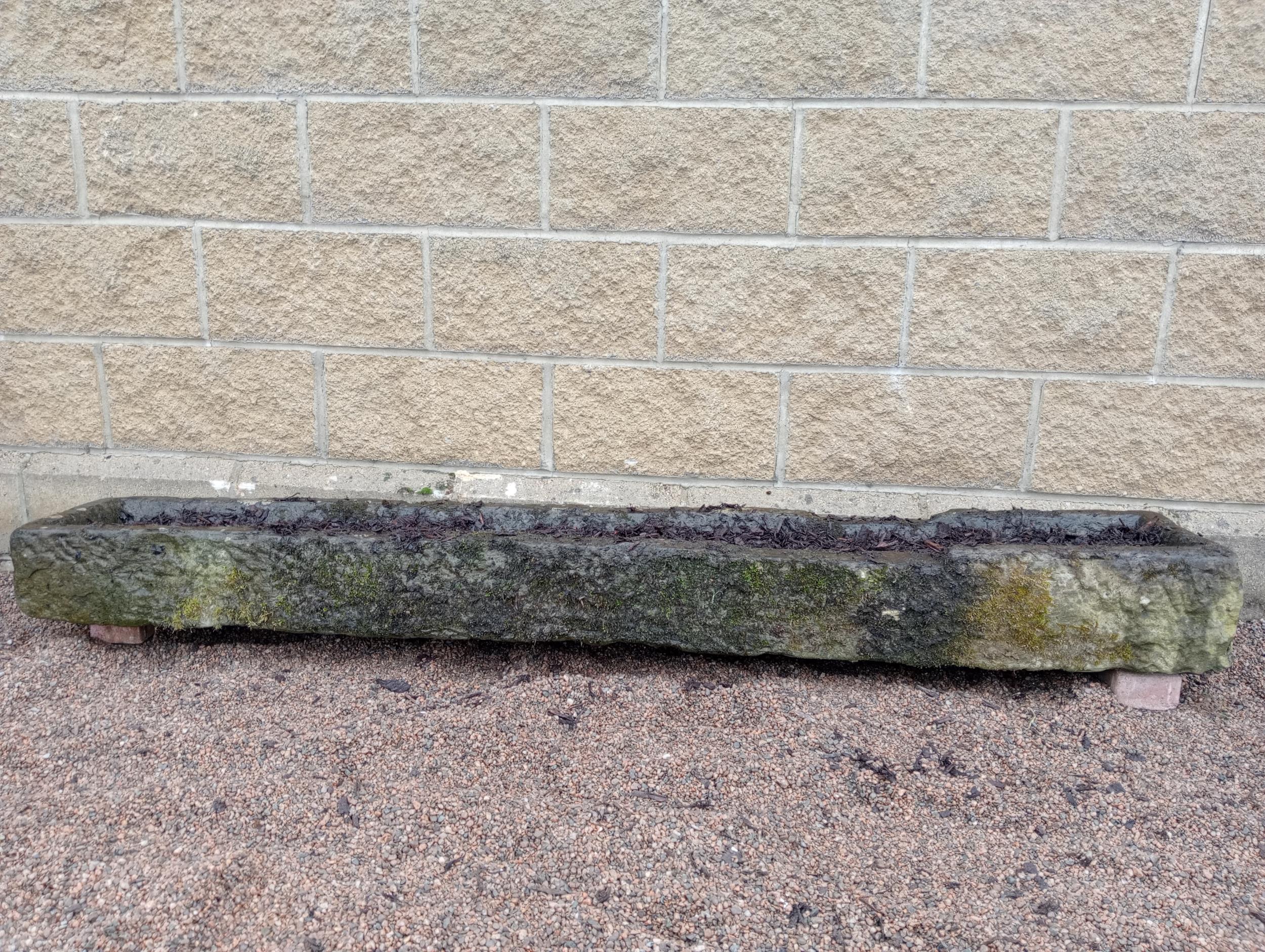 Long antique stone trough {H 20cm x W 200cm x D 30cm }. (NOT AVAILABLE TO VIEW IN PERSON)