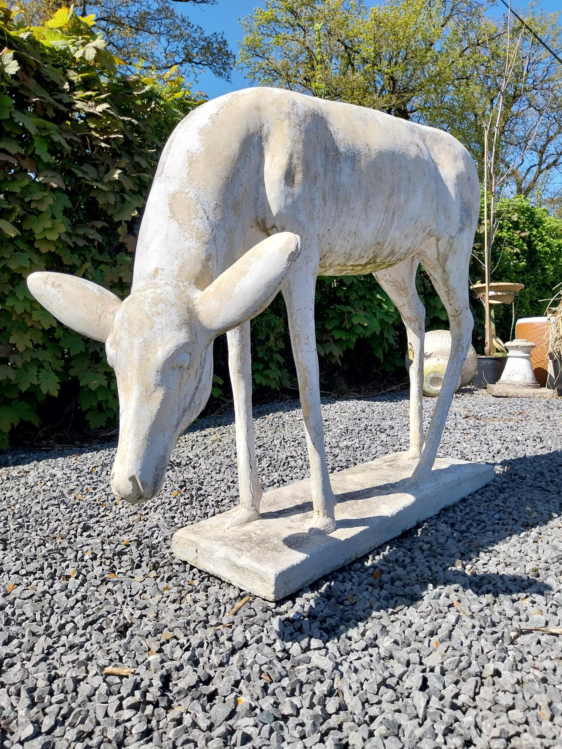 Moulded stone statue of a Deer {88 cm H x 122 cm W x 77 cm D}. - Image 3 of 6