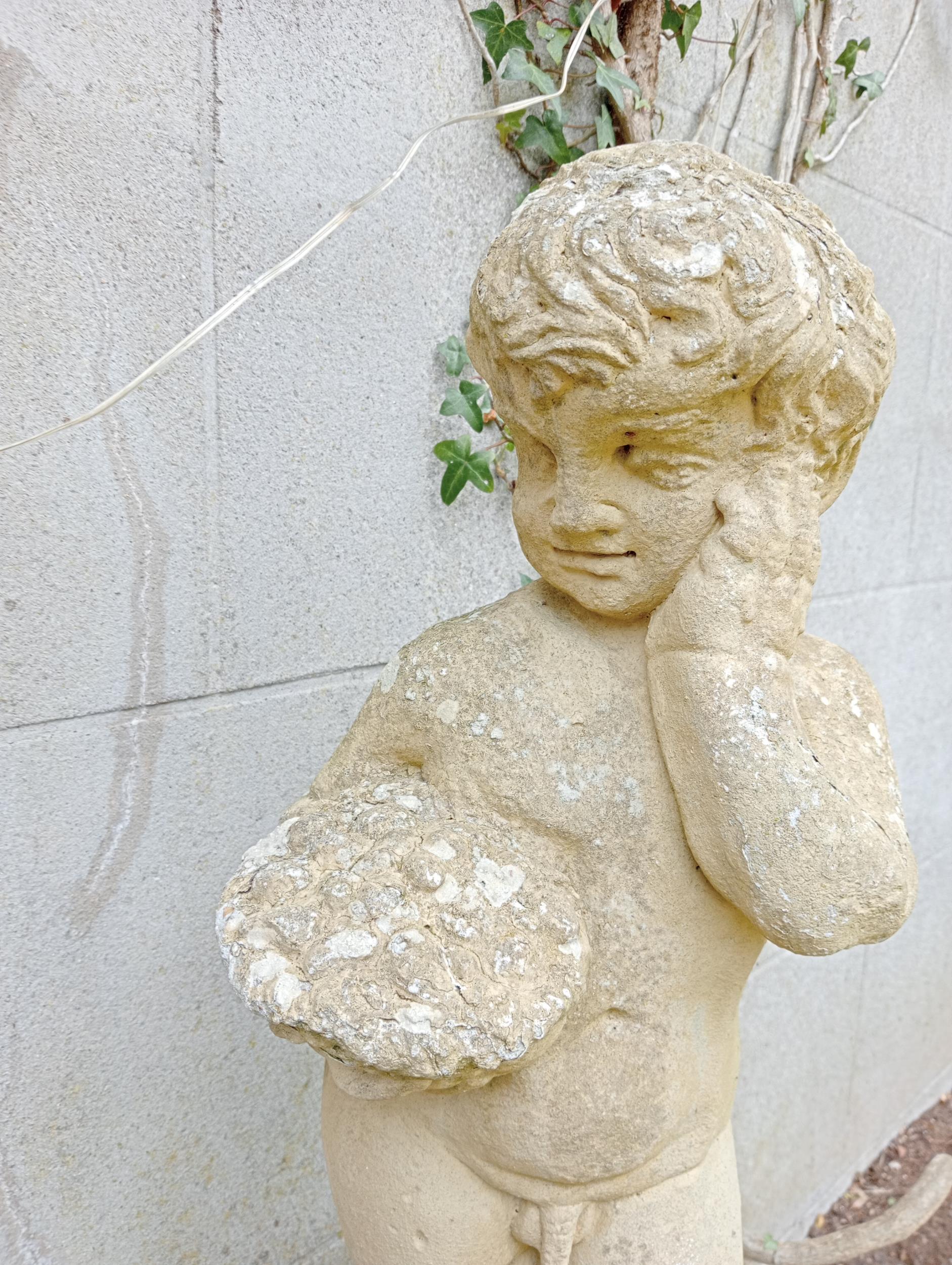 Composition stone statue of a Boy {H 70cm x W 22 x D 22cm}. (NOT AVAILABLE TO VIEW IN PERSON) - Image 2 of 2