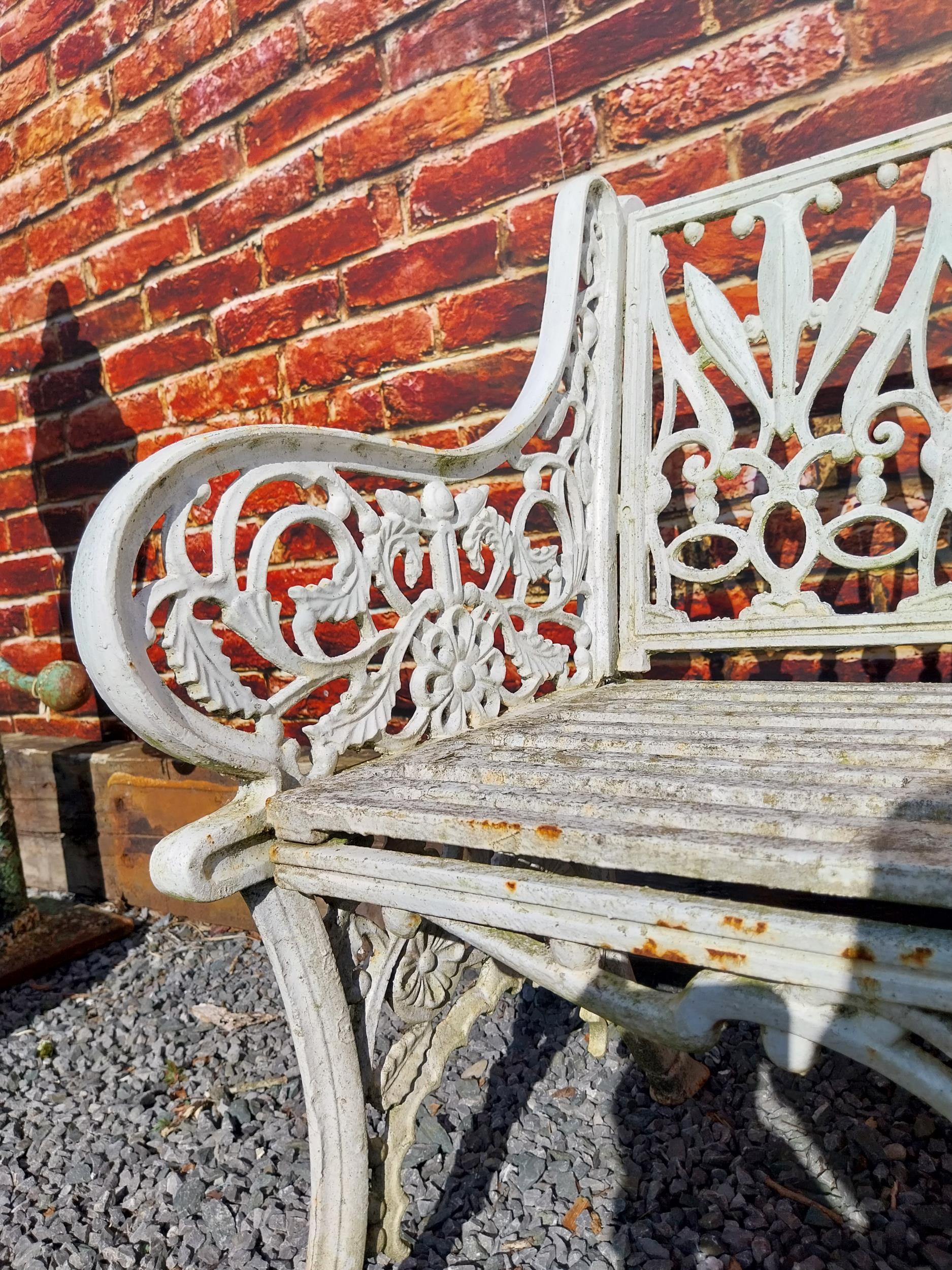 Good quality Pierce Wexford cast iron garden bench {108 cm H x 132 cm W x 65 cm D}. - Image 8 of 10