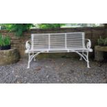 Exceptional quality hand forged wrought iron Arras style three seater garden bench {80 cm H x 150 cm