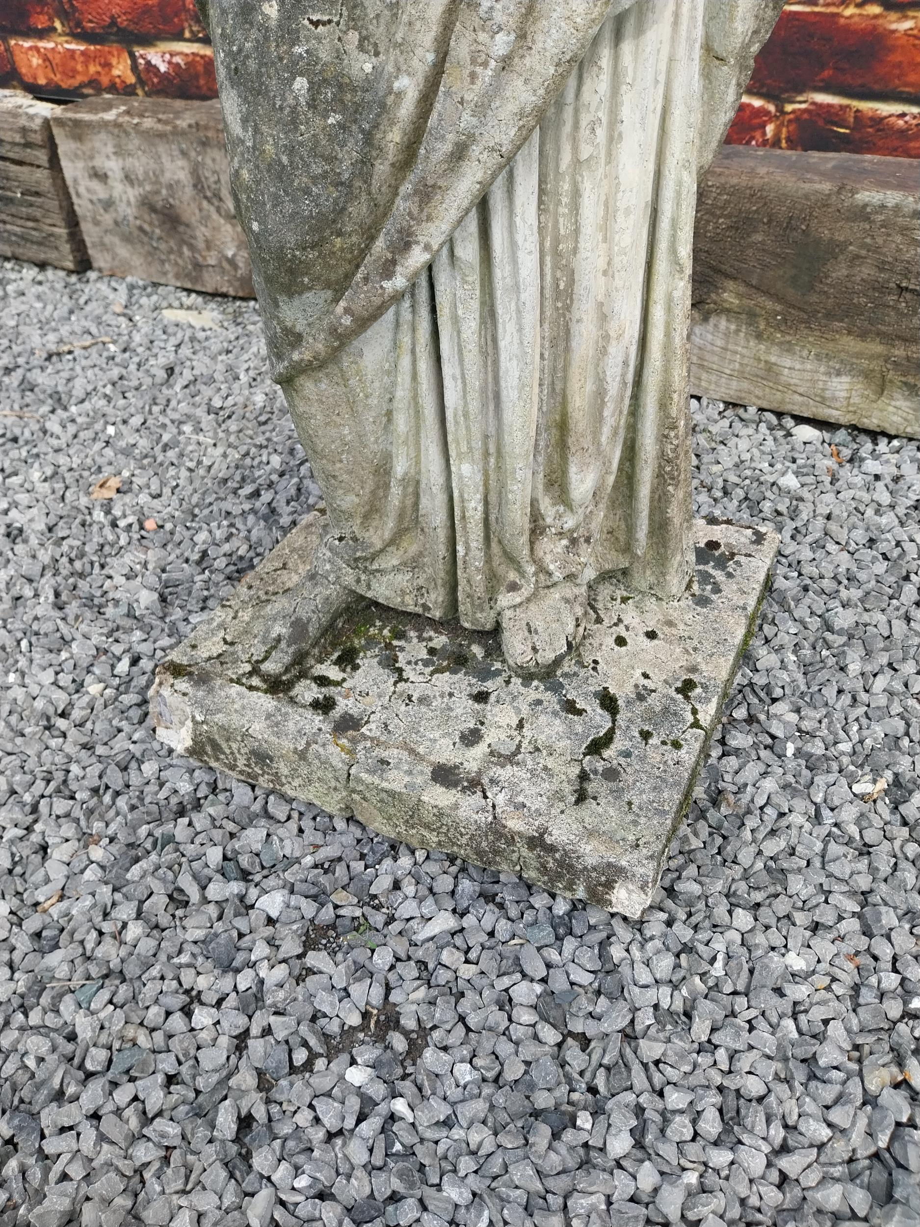 Early 20th C. composition statue of a Grecian Lady {122 cm H x 42 cm W x 40 cm D}. - Image 3 of 4