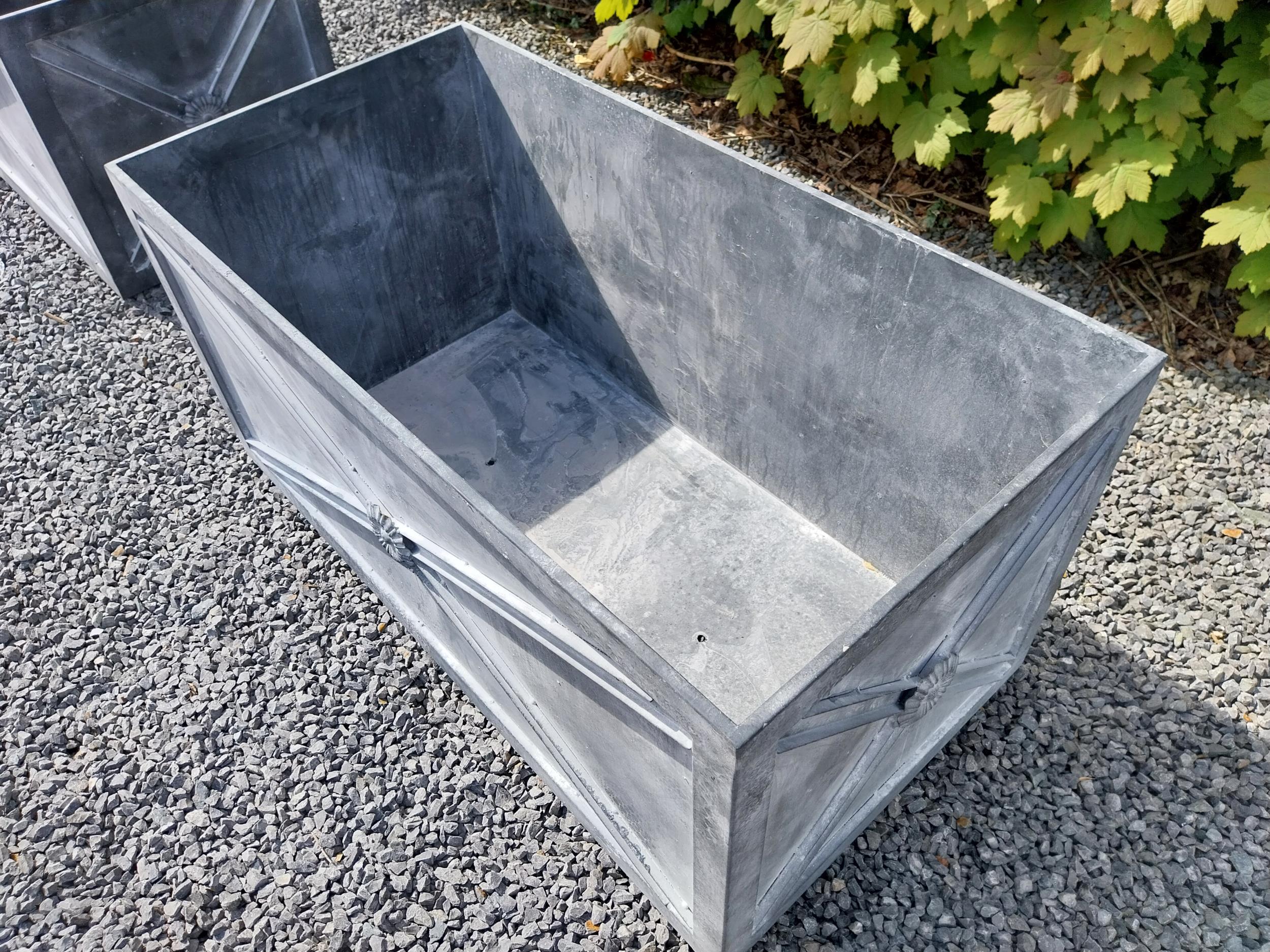 Pair of good quality metal rectangular planters with lead effect in the Georgian style {49 cm H x - Image 6 of 6