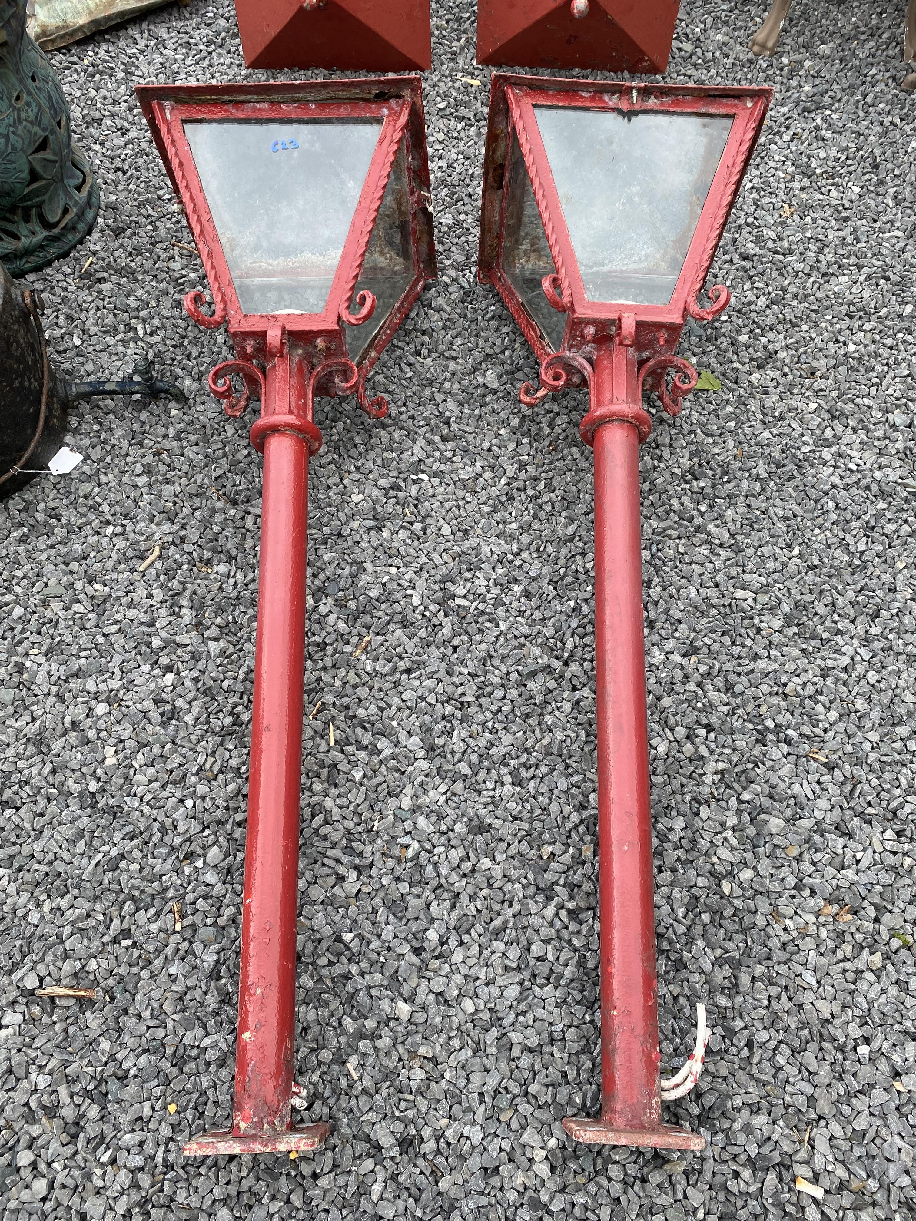 Pair of 1950s cast aluminium wall lamps {153 cm H x 41 cm W x 41 cm D}.