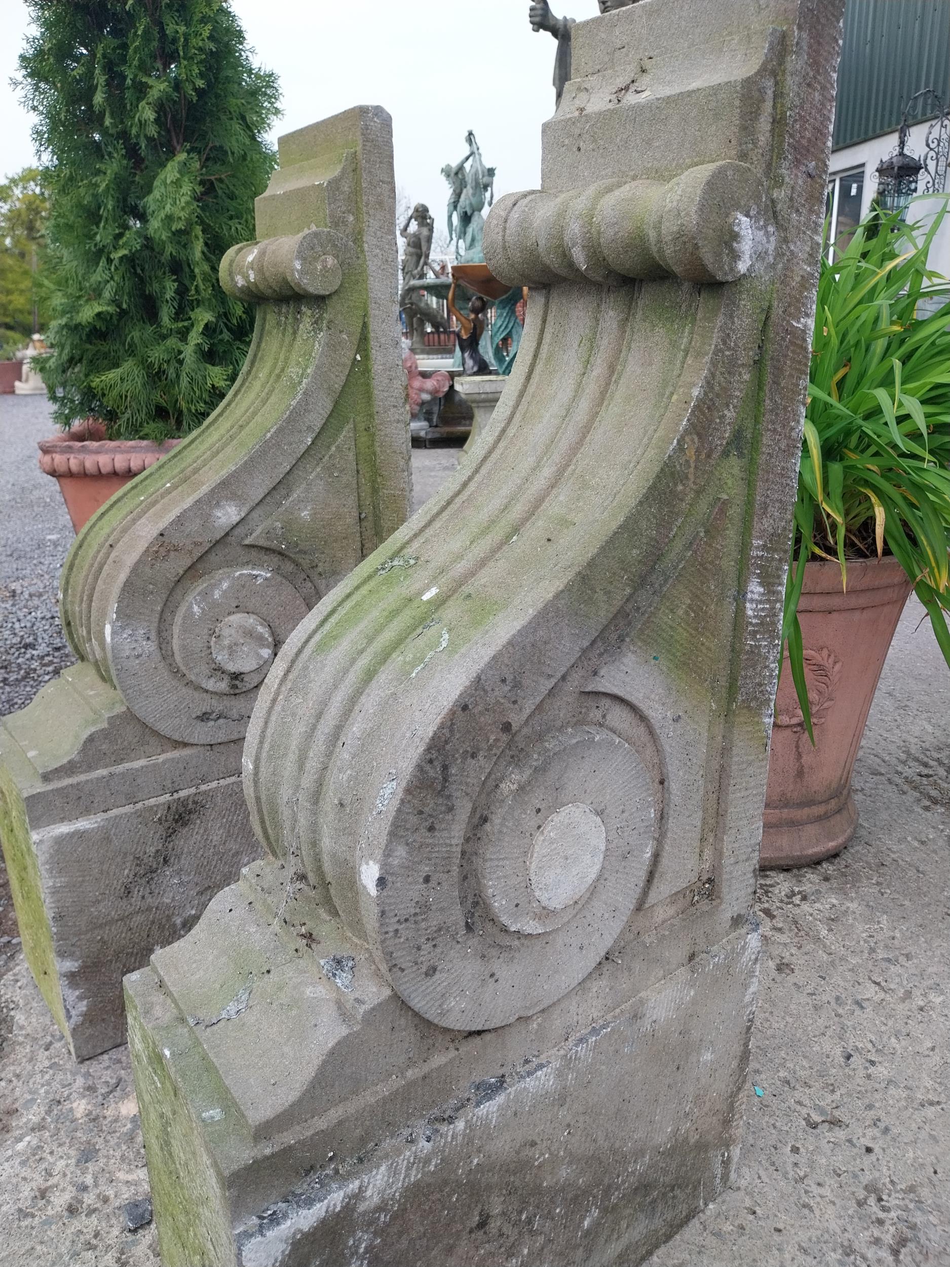 Pair of good quality William IV carved limestone corbels {105 cm H x 22 cm W x 51 cm D}. - Image 3 of 4