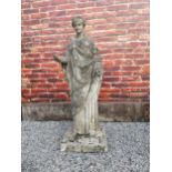 Early 20th C. composition statue of a Grecian Lady {122 cm H x 42 cm W x 40 cm D}.