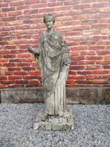 Early 20th C. composition statue of a Grecian Lady {122 cm H x 42 cm W x 40 cm D}.