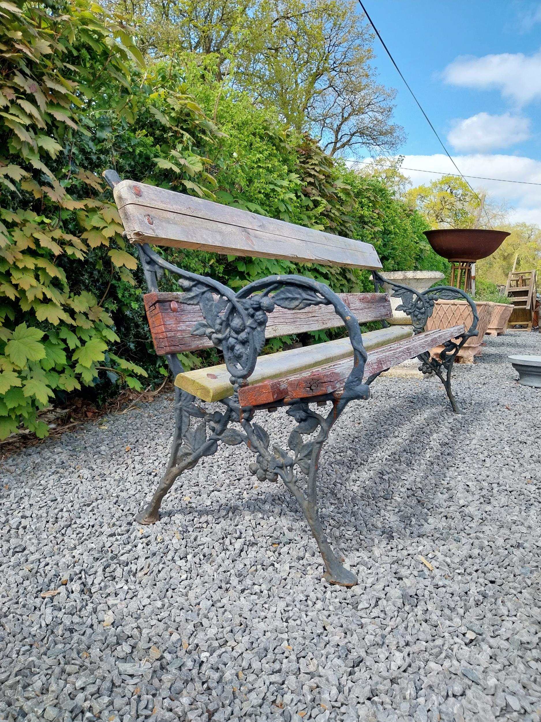 19th C. cast iron and wooden garden bench {80 cm H x 181 cm W x 56 cm D}. - Image 3 of 4