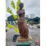 Good quality cast iron statue of Venus de Milo {150 cm H x 48 cm W x 48 cm D}.