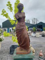 Good quality cast iron statue of Venus de Milo {150 cm H x 48 cm W x 48 cm D}.